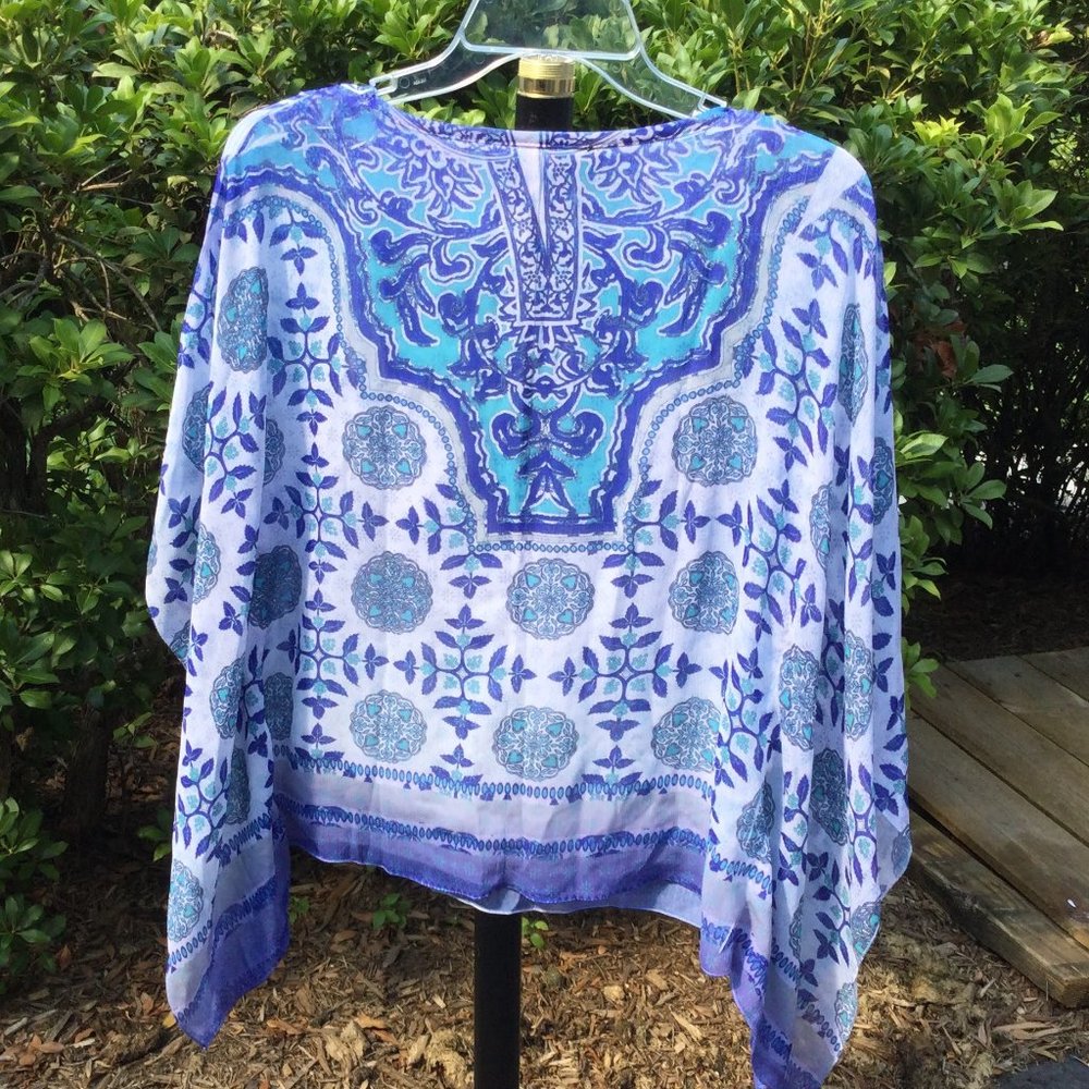 Style & Co Sequin Front Rectangular Floral Wrap - image 2